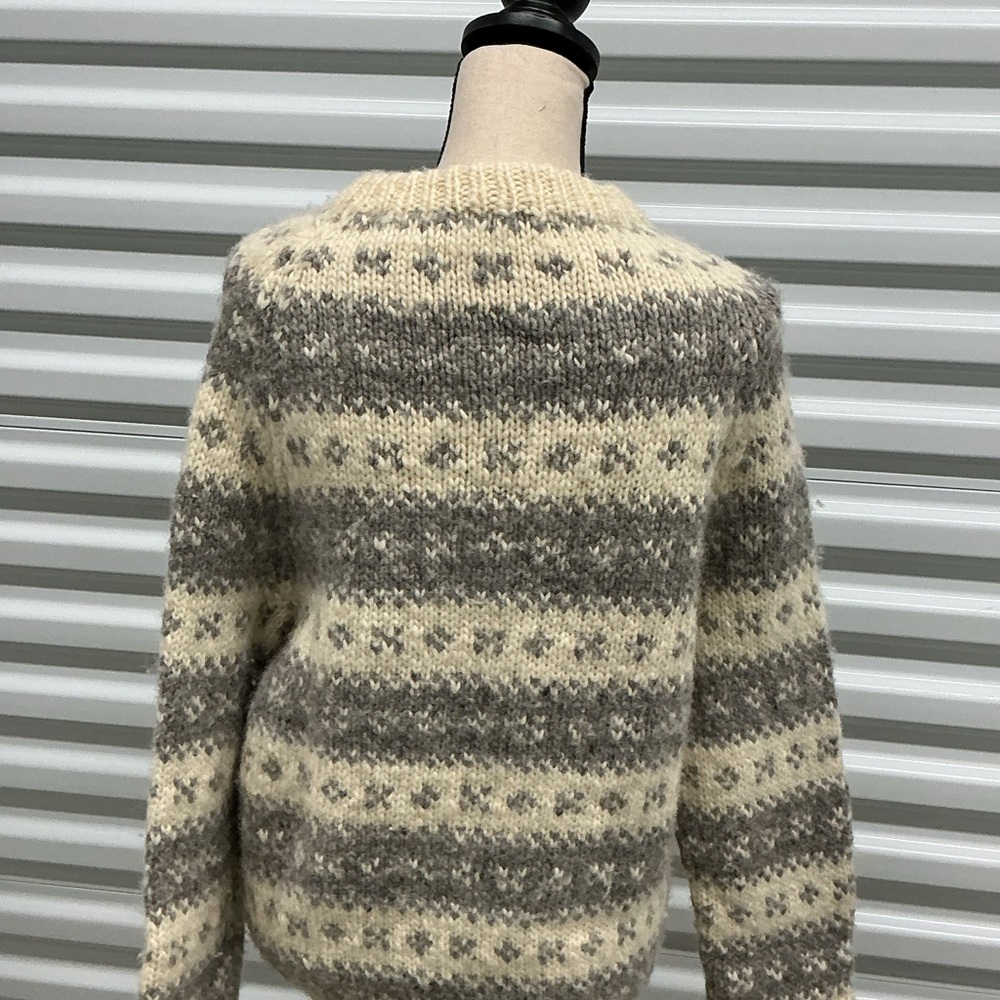 Vintage Fair Isle Knit Sweater | Neutral Wool Blend | Size M (Estimated) - Picture 3 of 3